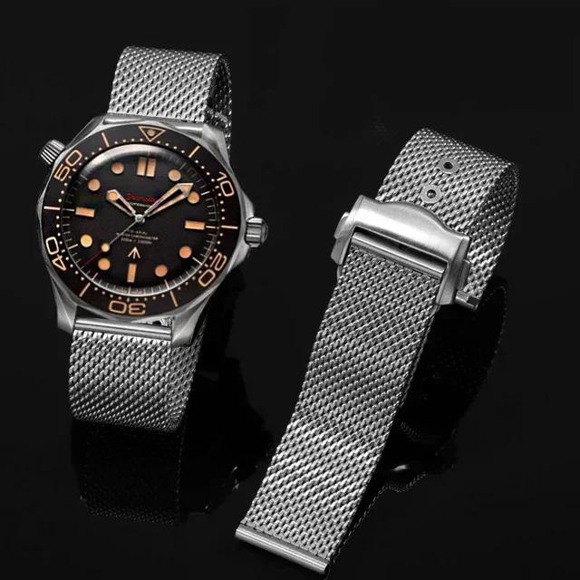 Для Omega 007 Миланский ремешок для часов морской конёк 300 безупречный смерть Обсерватория ревень пчела стальной браслет 20 мм Ремешки для часов