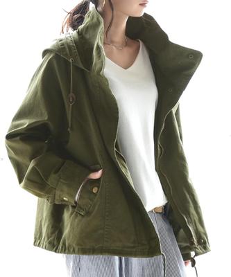 Стоячий воротник Dolman Mod куртка Военная верхняя одежда 55 Хаки [And It] Женская M,