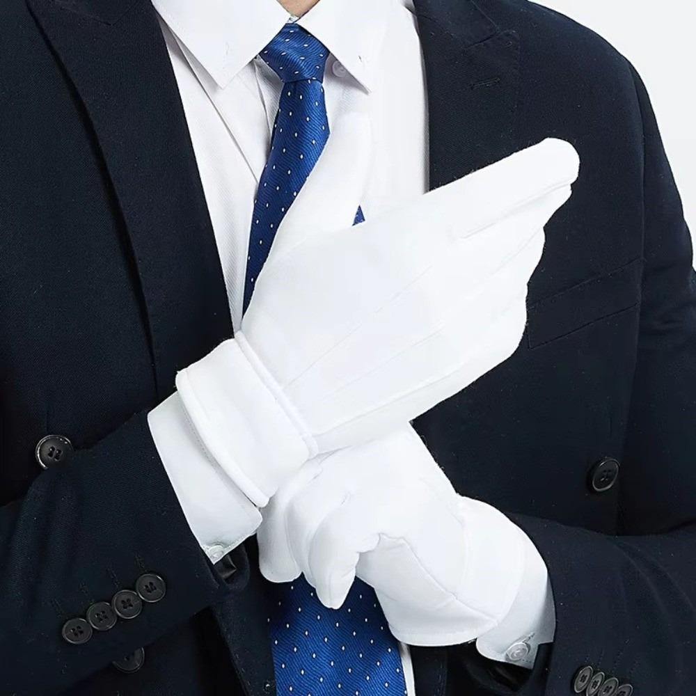 White Color Winter Gloves Warm Lined Uniform Gloves Classic Butler Gloves  Cosplay Use