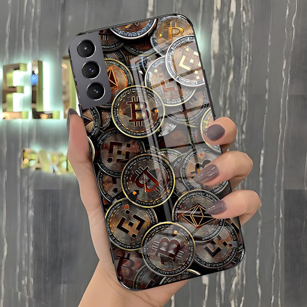 Bitcoin Phone Case For Samsung A25 A13 A33 5G A54 A36 A35 A56 A52 A14 Shockproof Glass Cover