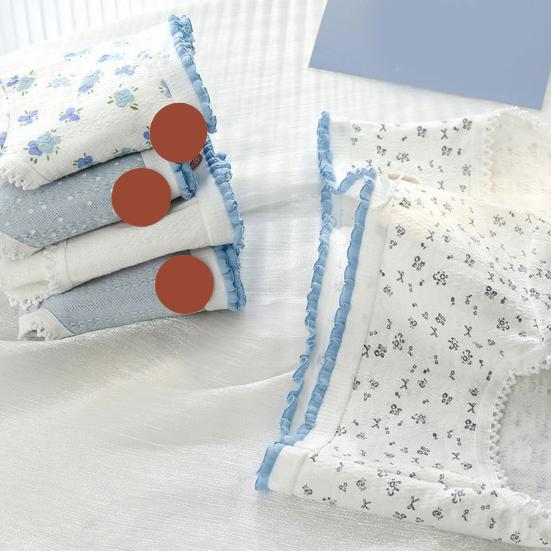 5 Pcs Women's Cotton Briefs Mid Rise Full Coverage Ladies Panties Floral Print Soft Stretch Underwear