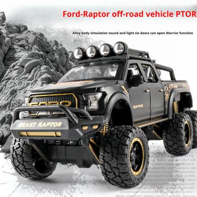 AAANW1 1:Масштаб 1:24 Симуляция Ford Raptor F150 Внедорожник Сплав Литье под давлением Классическая модель автомобиля Суперкар Звук Свет Игрушка для мальчиков Подарок