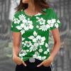 Модные футболки для женщин, летние женские топы, 3D-принт с цветочным принтом, V-образный вырез, короткие рукава, женская футболка большого размера