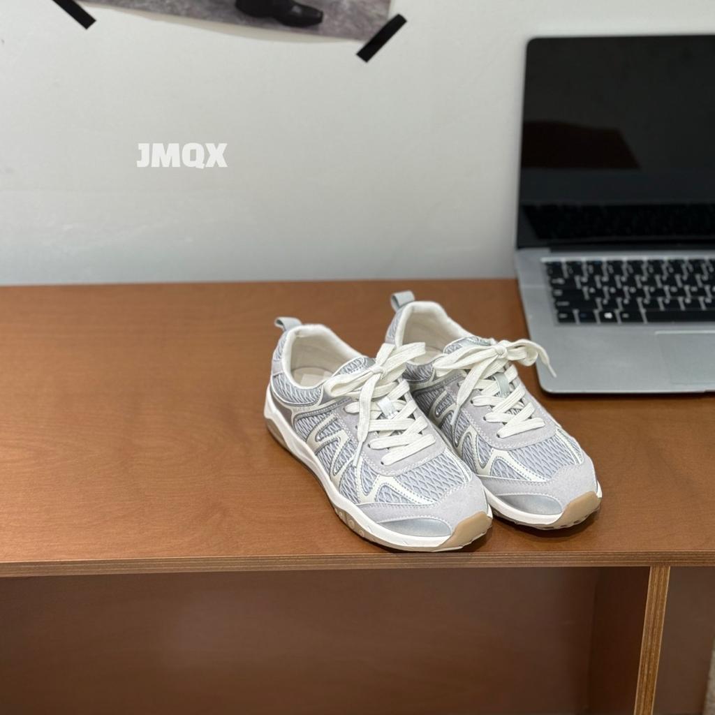 Color Matching Striped Lace-up Little White Shoes Women's Summer 2025 New Fashion Versatile and Comfortable Sports and Leisure Moral Training Shoes