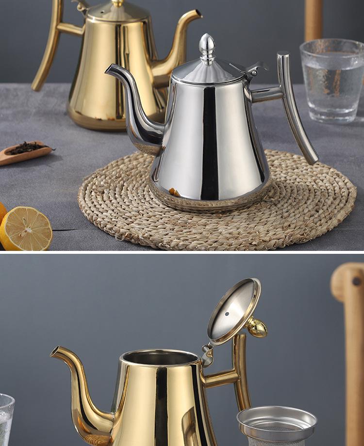 Stainless Steel European-Style Non-Magnetic Kettle Teapot with Filter – Universal for Household, Hotel, and Induction Cookers.