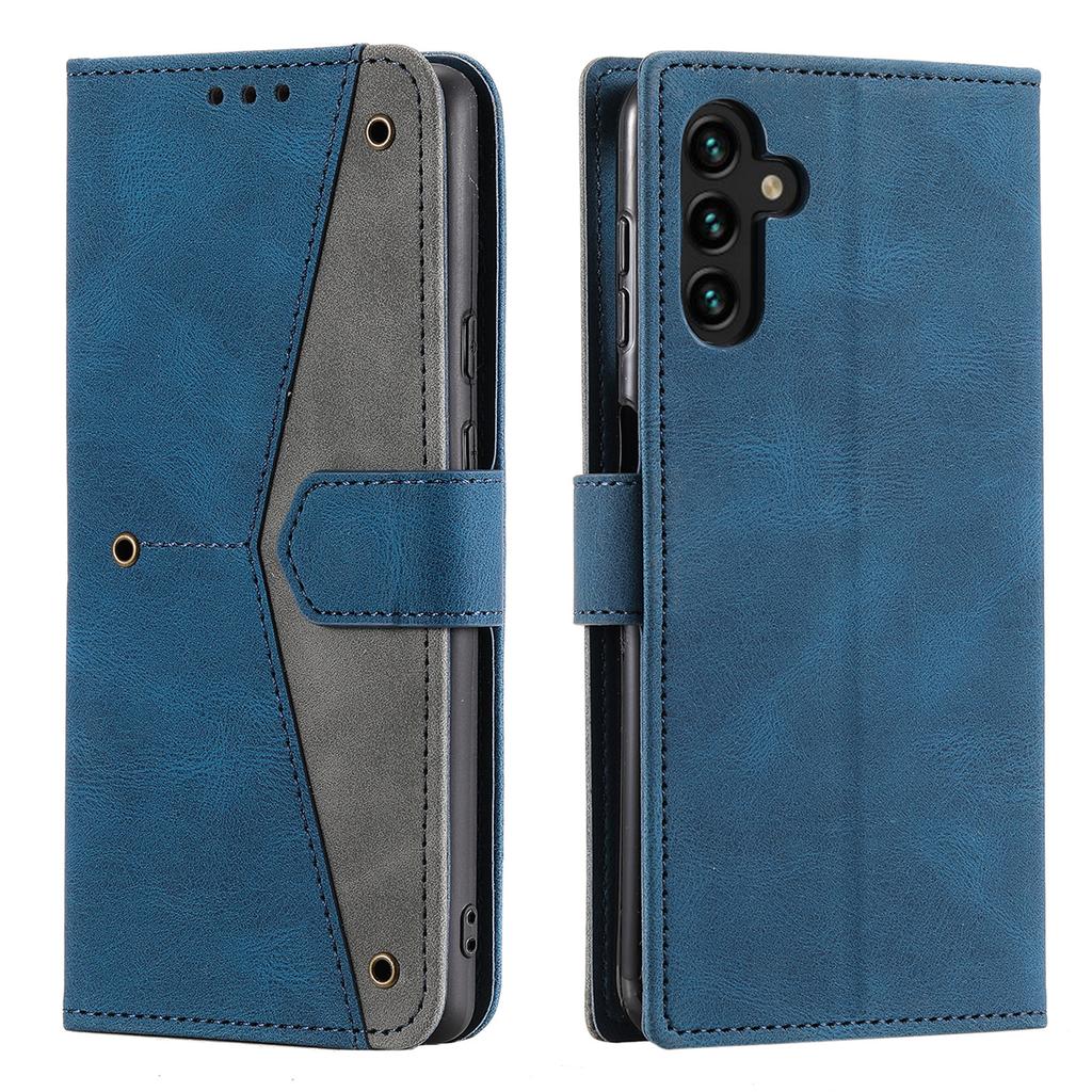 For Samsung Galaxy S26+ Leather Case Splicing Stitching Wallet Phone Cover with Wrist Strap