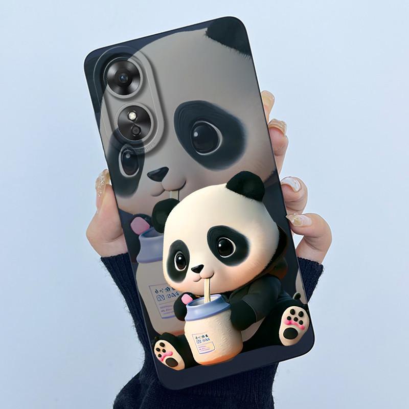 Для OPPO A17 A17K 2022 CPH2477 Чехол Задняя крышка Милый Панда Милые Девочки Мягкий Силикон ТПУ Чехол для Телефона Ударопрочный Защитный Корпус