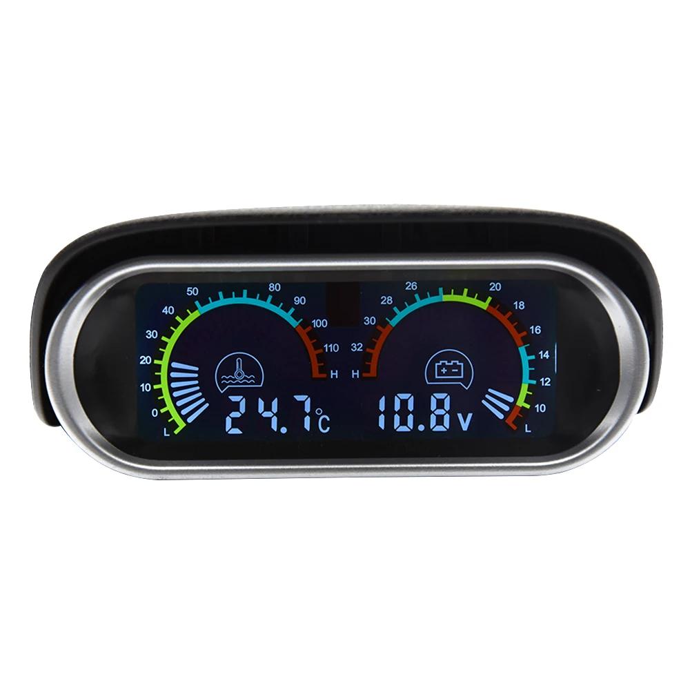 12V 24V Water Temperature Gauge 2 IN 1 Car Truck LCD Gauge Voltmeter With 1/8 NPT Temp Sensor Water Temp Meter for Auto Cars