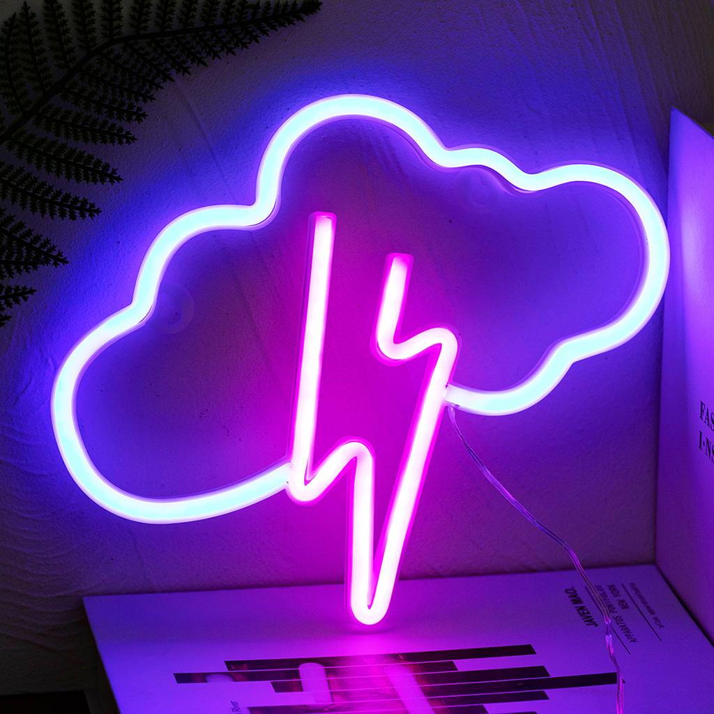 Battery/USB LED Neon Light Wall Decoration Butterfly Lightning Heart Neon Sign Night Light for Kids Bedroom Wedding Party Gift