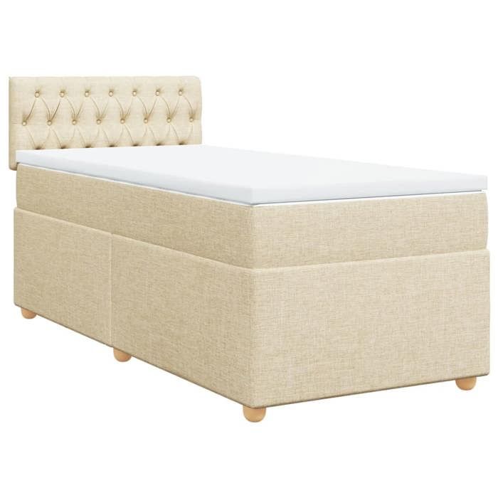 Maison Exclusive - Sommier à lattes de lit avec matelas Crème 100x200 cm Tissu