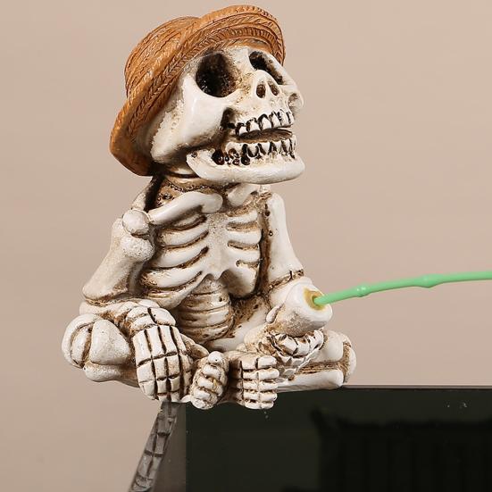 Рыбалка Мультяшная Лягушка Фигурка Смола Рыбалка Крокодил Панда Скелет Статуя Скульптура Наружная Сад Пруд Аквариум Украшение Орнамент