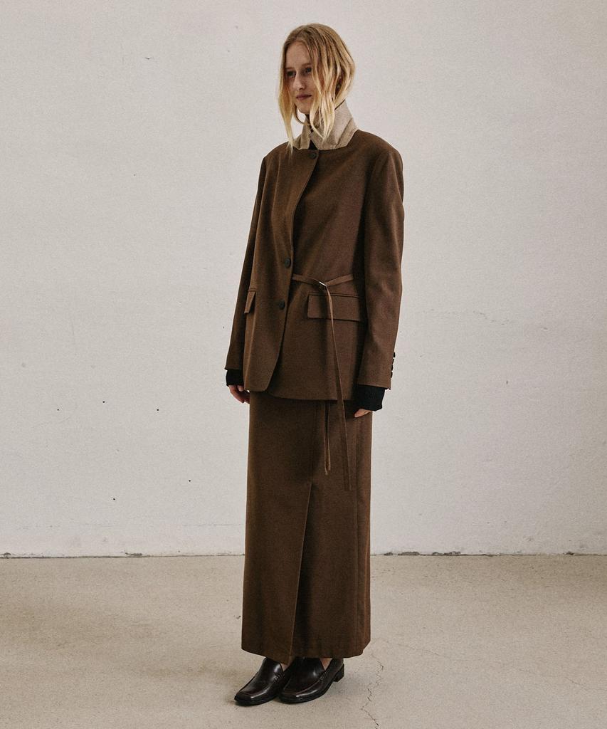Artid Two-Way Belted Blazer Jacket_Brown