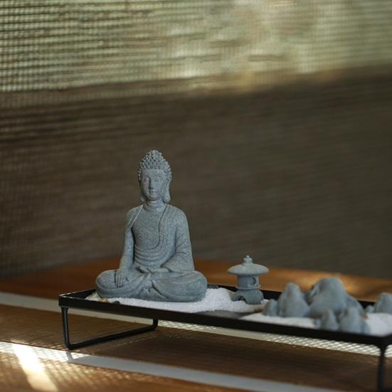 Статуя Будды, креативная детальная небьющаяся осанка, крошечный размер, реалистичная ручная роспись, уличная статуя Будды в помещении, сидящая фигурка