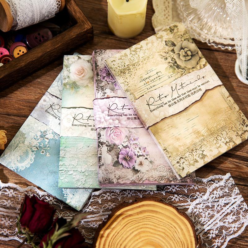 40 Sheets Vintage Floral Background Scrapbook Paper Classic Paisley Motifs Easy To Cut For DIY Art Journal Layering Supplies