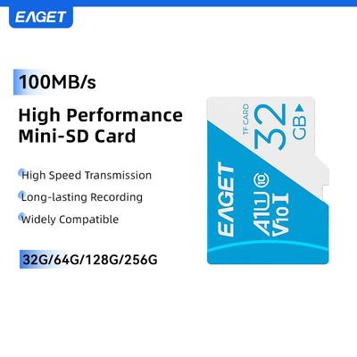 EAGET Карта SD, V30 I A1 Class 10, высокоскоростная карта памяти, длительная запись, без батареи, для смартфонов, компьютеров, камер, игр