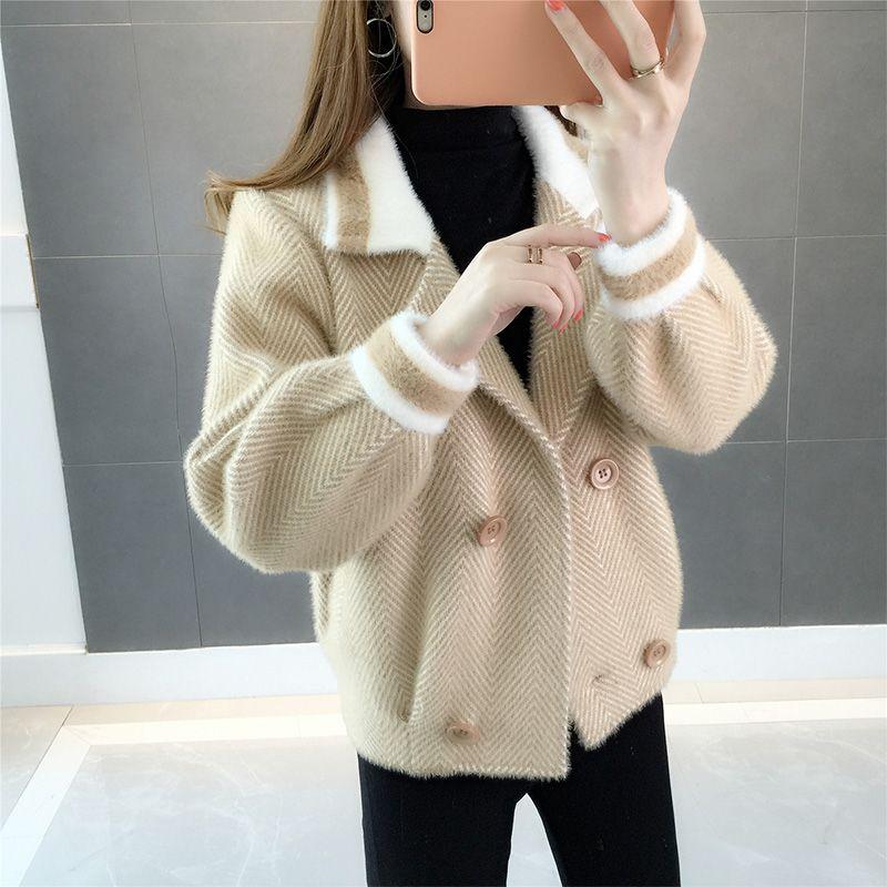 Новое осеннее бархатное пальто из искусственной норки, женское короткое сетчатое красное супер огненное пальто, маленький кардиган, женский толстый свободный