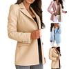 Women Suit Coat Lapel Long Sleeve Solid Color Suit Jacket with Pockets Buttons Placket Loose Fit Business Formal Outerwear