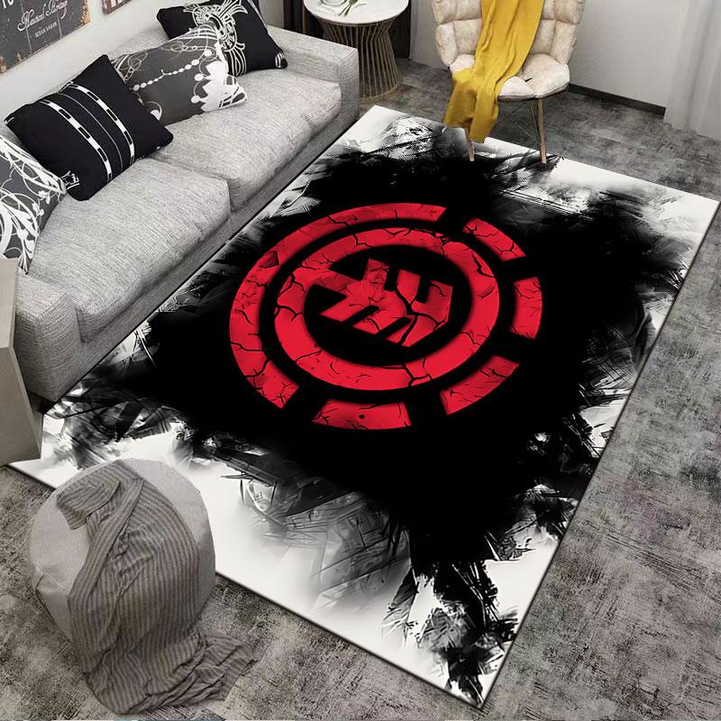 Red Cracked Symbol on Black suitable as a non-slip mat for the living room or bedroom sofa