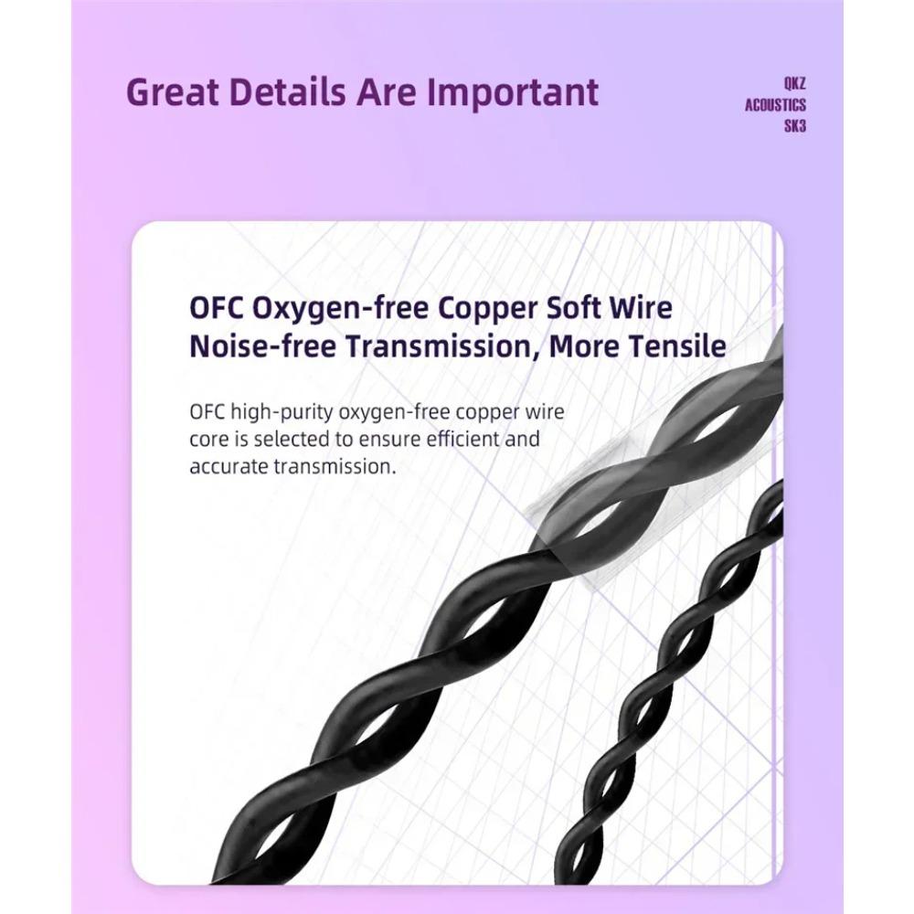 QKZ SK3 3.5mm Wired Earphone with Microphone HiFi Music Monitor Bass Headphone Noise Cancelling Headset for Sport Gaming Earbuds