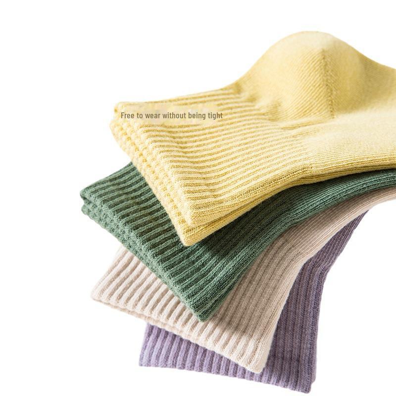 Женские повседневные носки средней длины из чесаного хлопка осенне-зимнего периода — однотонные, антипиллинговые, дезодорирующие спортивные носки.