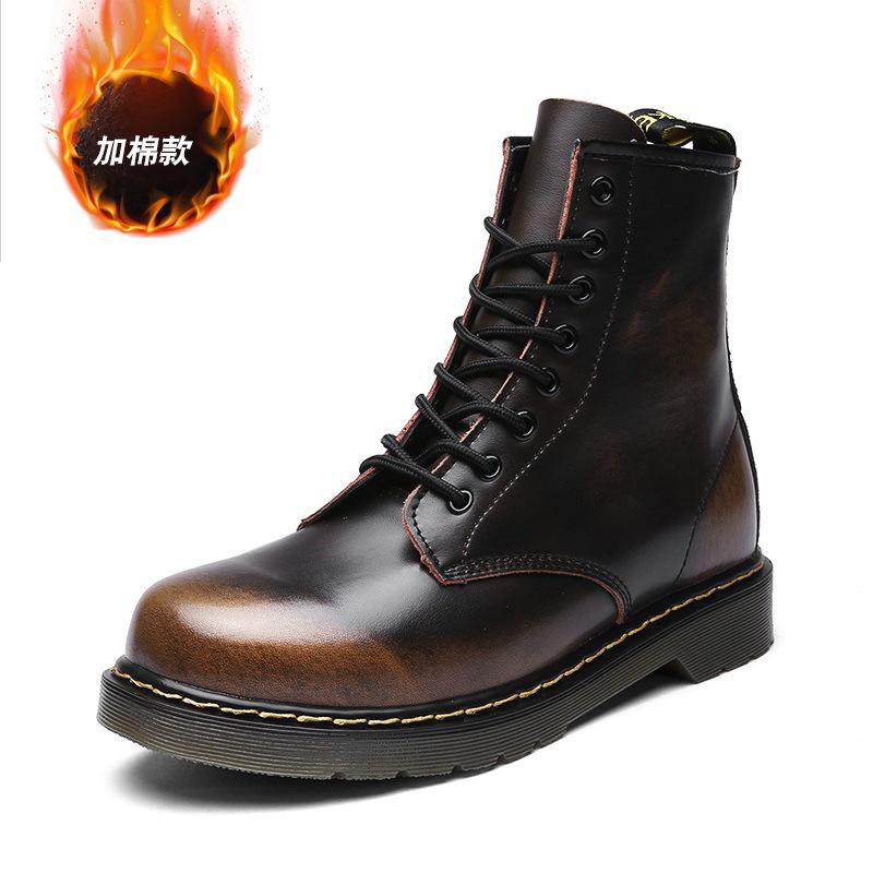 Leather Martin Boots Men's British Leather Boots Medium and High Top Spring and Autumn Large Size Boots Large Size Martin Shoes