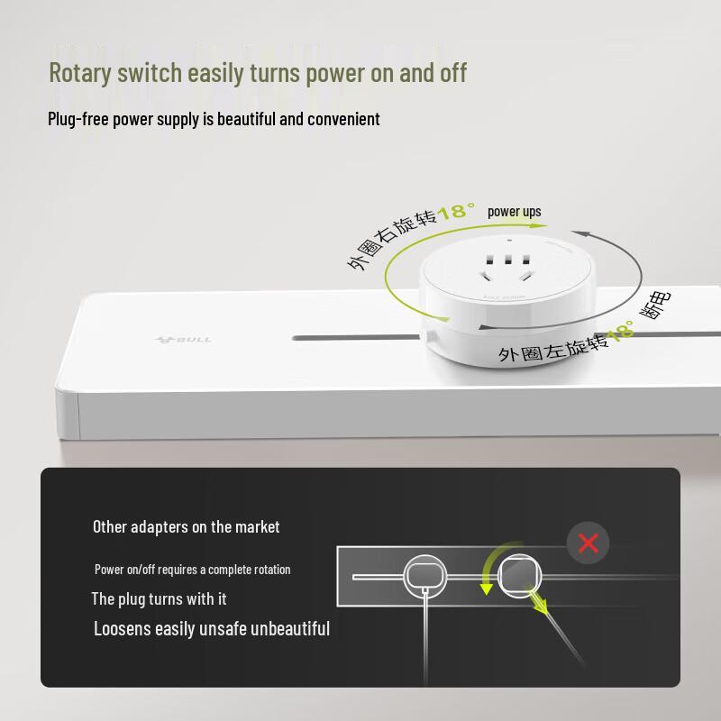 BULL Surface-Mounted Movable Track Power Strip