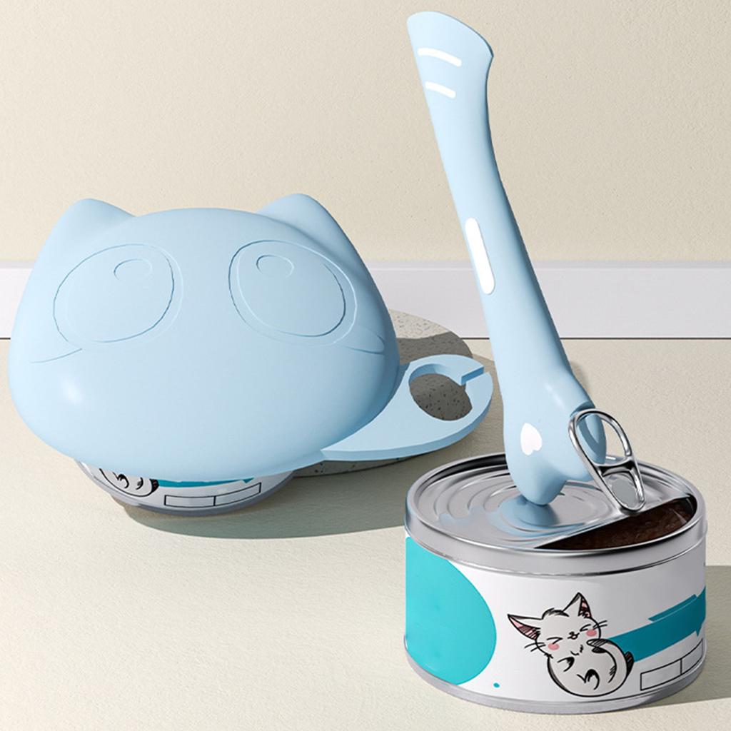 Silicone Cat And Dog Food Can Lid And Scoop, Pet Cat Supplies Set, Cute Shape Cat Wet Food Scoop Can Opener/Scoop Universal Can Lid