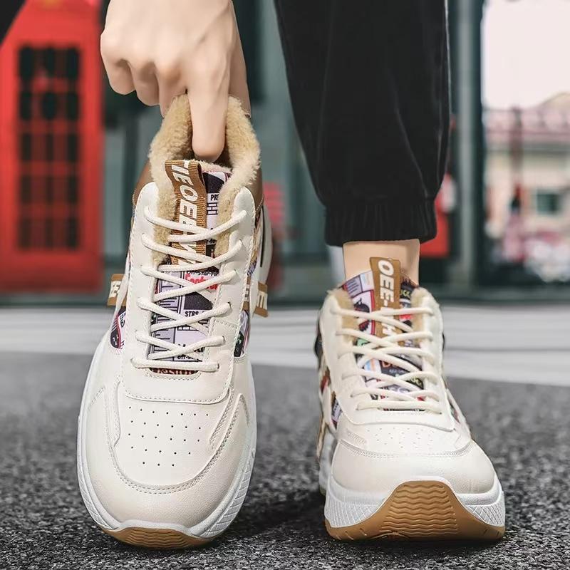 Мужская обувь, кроссовки 2024 года, зимняя теплая хлопковая обувь, мужская стильная обувь из бархата, дизайнерская обувь на платформе, спортивная обувь для активного отдыха с высоким верхом