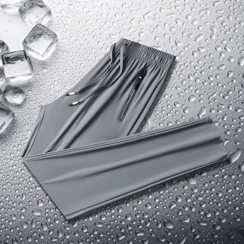 Мужские летние брюки из ледяного шелка, быстросохнущие, легкие, с эластичной талией