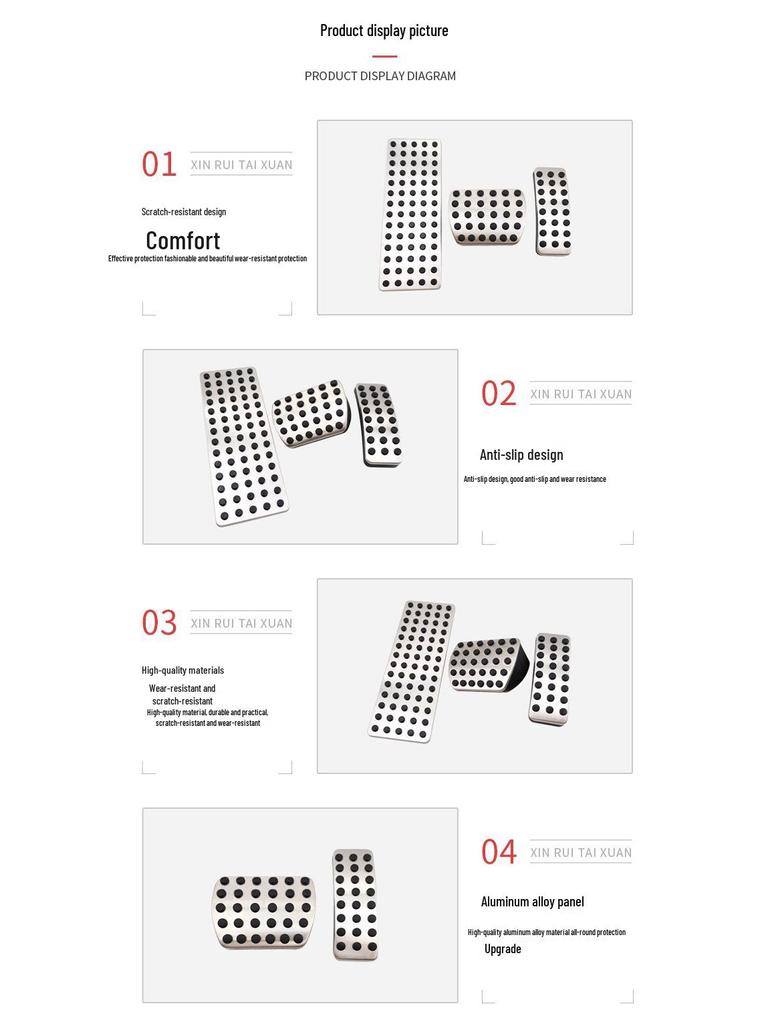 Non-Slip Pedal Set for Mercedes-Benz GLA: Accelerator, Brake, and Rest Area Decor Accessories