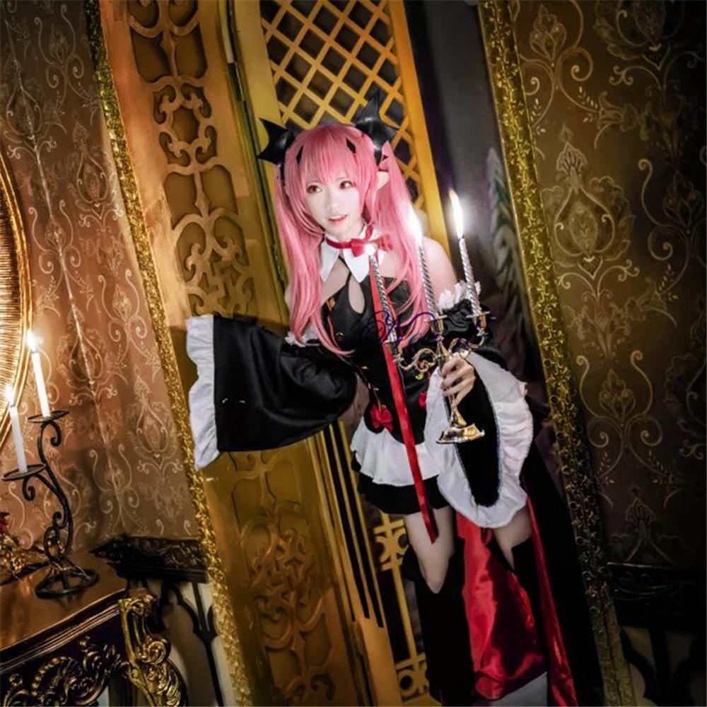 Сераф Конца Owari no Seraph Крул Тепес Косплей Костюм Униформа Парик Косплей Аниме Вампир Ведьма Костюм на Хэллоуин для Женщин