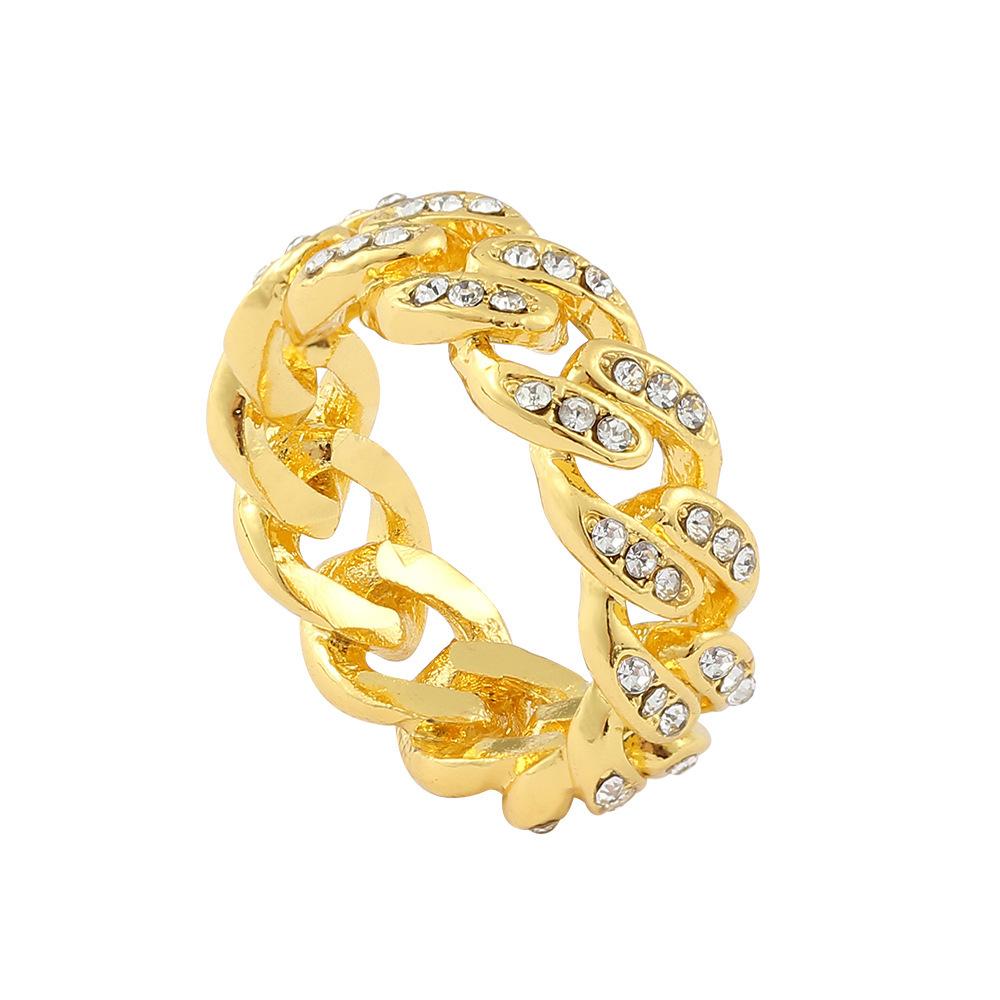 European and American Fashion Micro-embedded Hip-hop Cuban Ring Hip-hop Closed Ring Ring Fashion
