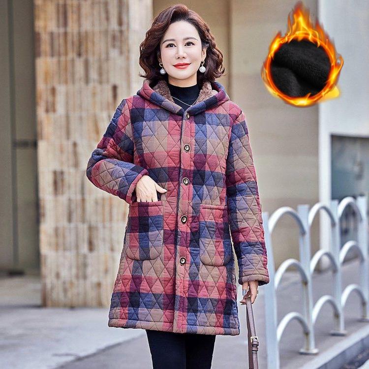 Плюс Бархатная Утепленная Куртка Комбинезон Повседневная Стеганая Куртка Куртка для Мамы Зимняя Плюс Теплая Стеганая Куртка Женская