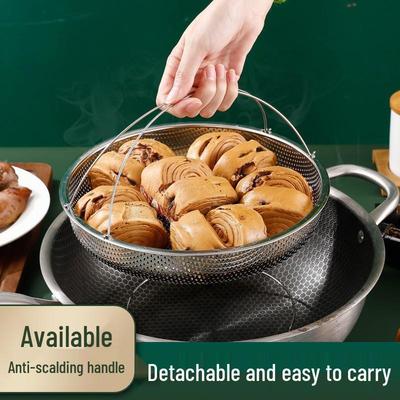 Пароварка для сяо лун бао из нержавеющей стали и корзина для мытья фруктов с ручкой