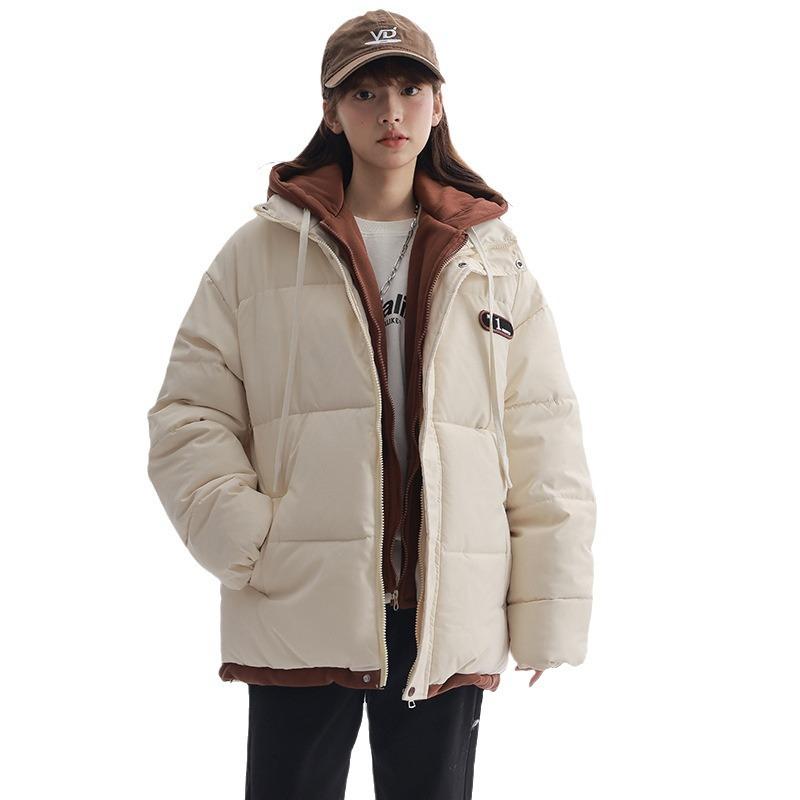 Женская зимняя новинка 2025 года, хлопковая одежда из двух частей, толстая теплая стеганая куртка, женская стеганая куртка с пухом, универсальная студенческая куртка