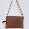 Women's Handwoven Straw Bag - Ethnic-Inspired Clutch Purse with Phone Pocket & Adjustable Strap for Beach Vacation & Daily Boho Outfits