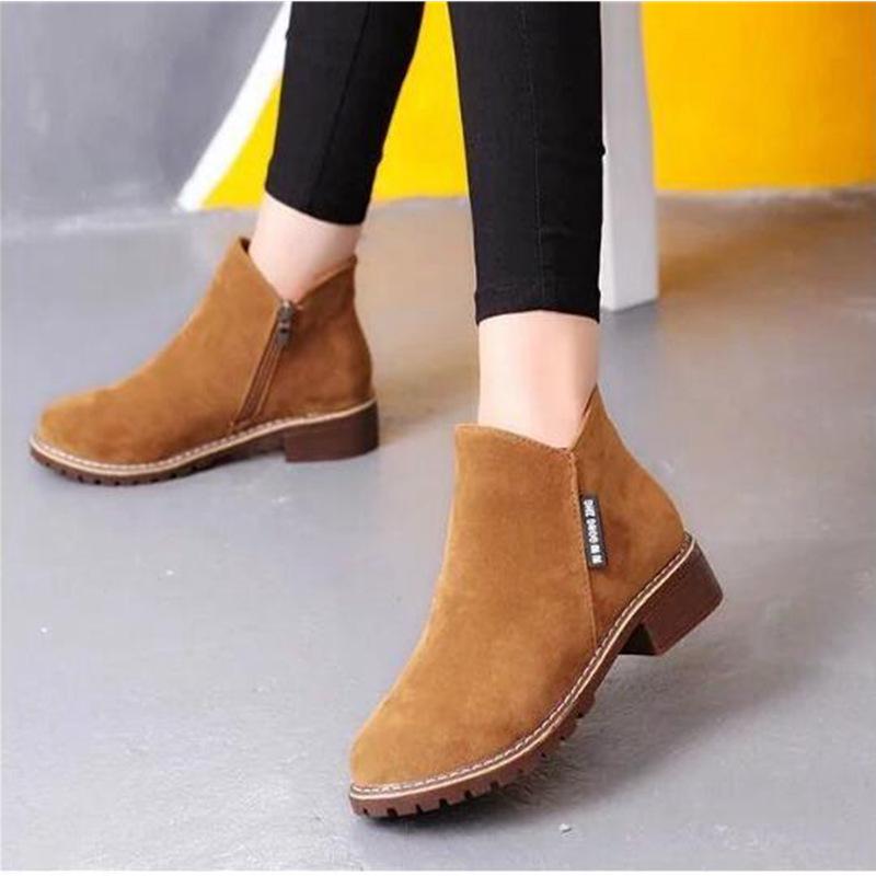Shoelife Fashion Korean Version of Martin Boots Female Side Zipper Boots Women's Low Shoes School Wind