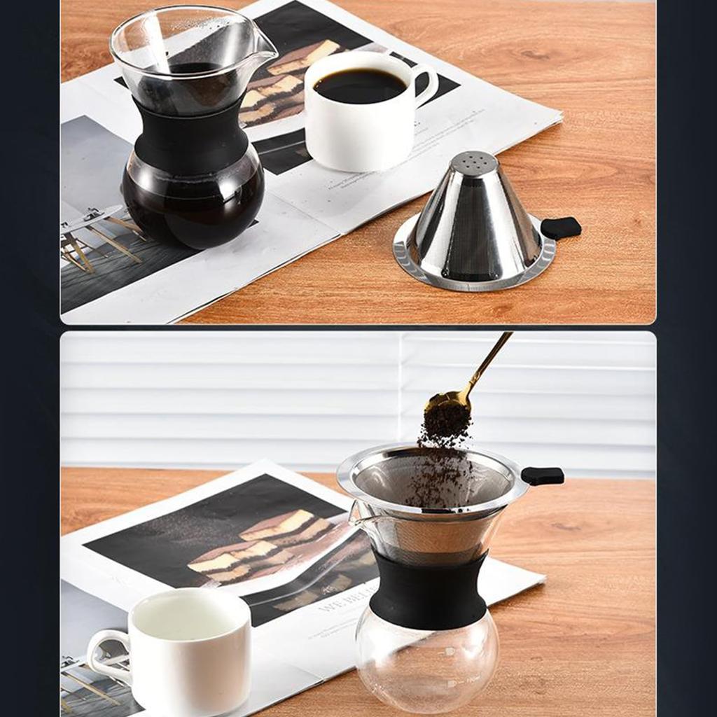 Кофеварка из нержавеющей стали, Кофейный фильтр, Двухслойный фильтр на 800 ячеек, Вместимость 5 чашек, Цельный набор (M)