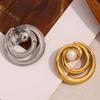MamacitaSlay Уникальная Брошь Круглая Жемчужная из Нержавеющей Стали с Покрытием 18K Золотом Водонепроницаемая Бижутерия Унисекс Креативное Украшение для Воротника