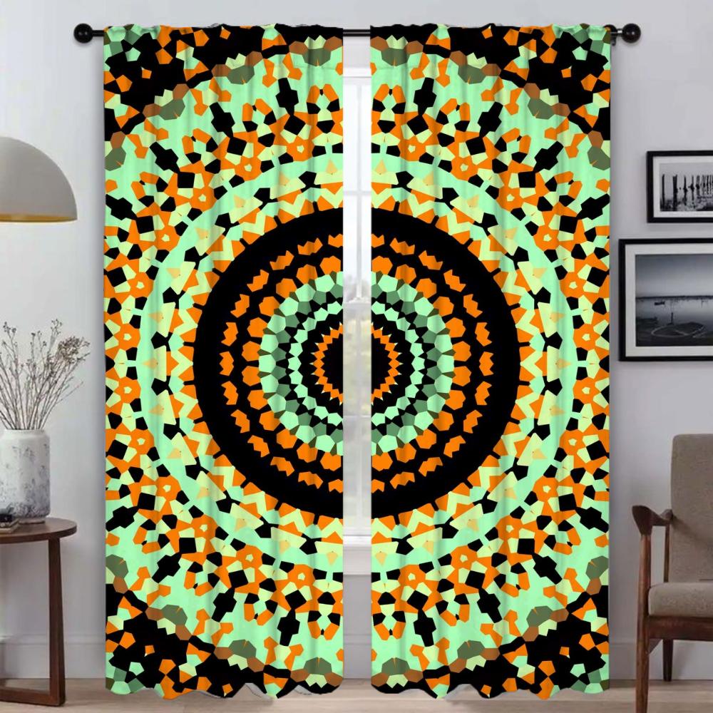 Шторы от комаров, 2 шт., яркие, с рисунком мандалы, современные шторы для гостиной, перегородки для камеры, затемняющие шторы