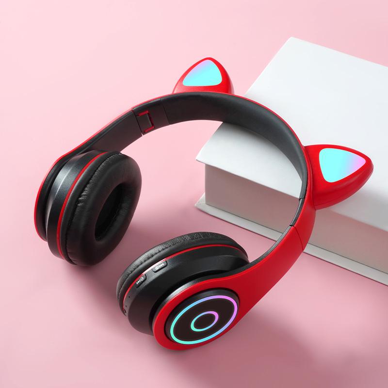 Светящаяся беспроводная Bluetooth-гарнитура с ушками кошки B39A