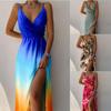 Summer New Sexy Suspender Backless Graffiti Print Sleeveless Floor-length Solid Dress Women's Seaside Vacation Long Dress