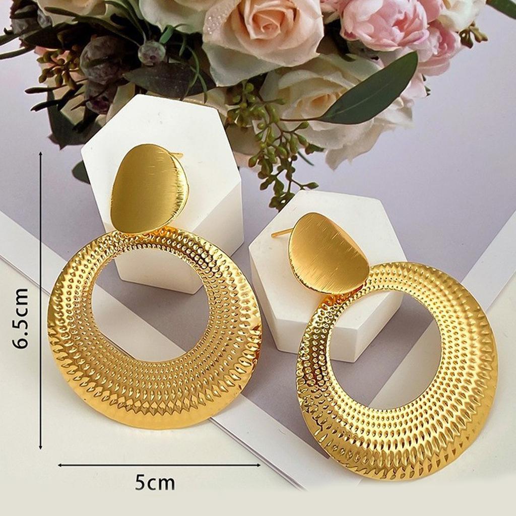 Geometric Circle Studs Earrings Statement Round Hoop Earrings Alloy Ear Studs Wedding Accessories Jewelry for Women
