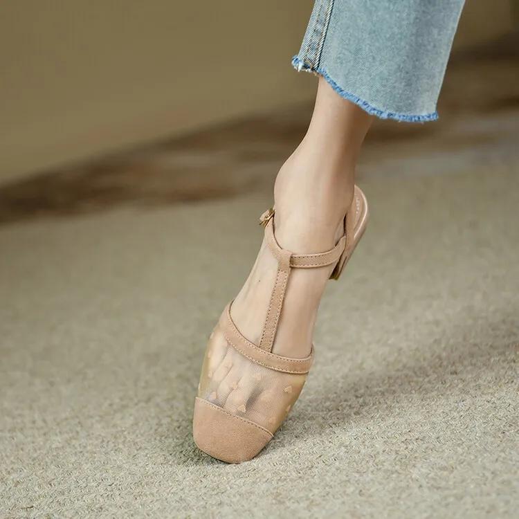Женские летние сандалии Роскошные элегантные босоножки для женщин Тенденции 2024 года Удобные сетчатые босоножки на низком каблуке для активного отдыха