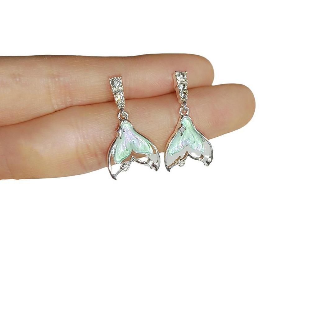 Элегантные серьги-подвески «рыбий хвост» с цирконами Aurora: Модный, роскошный, уникальный дизайн