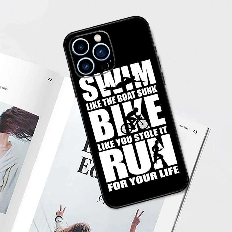 Чехол для триатлона Swim Bike Run для iPhone 17 Pro Max 14 11 15 16 Pro Max 13 12 mini 16 Plus 16e 17 Air Чехол для телефона