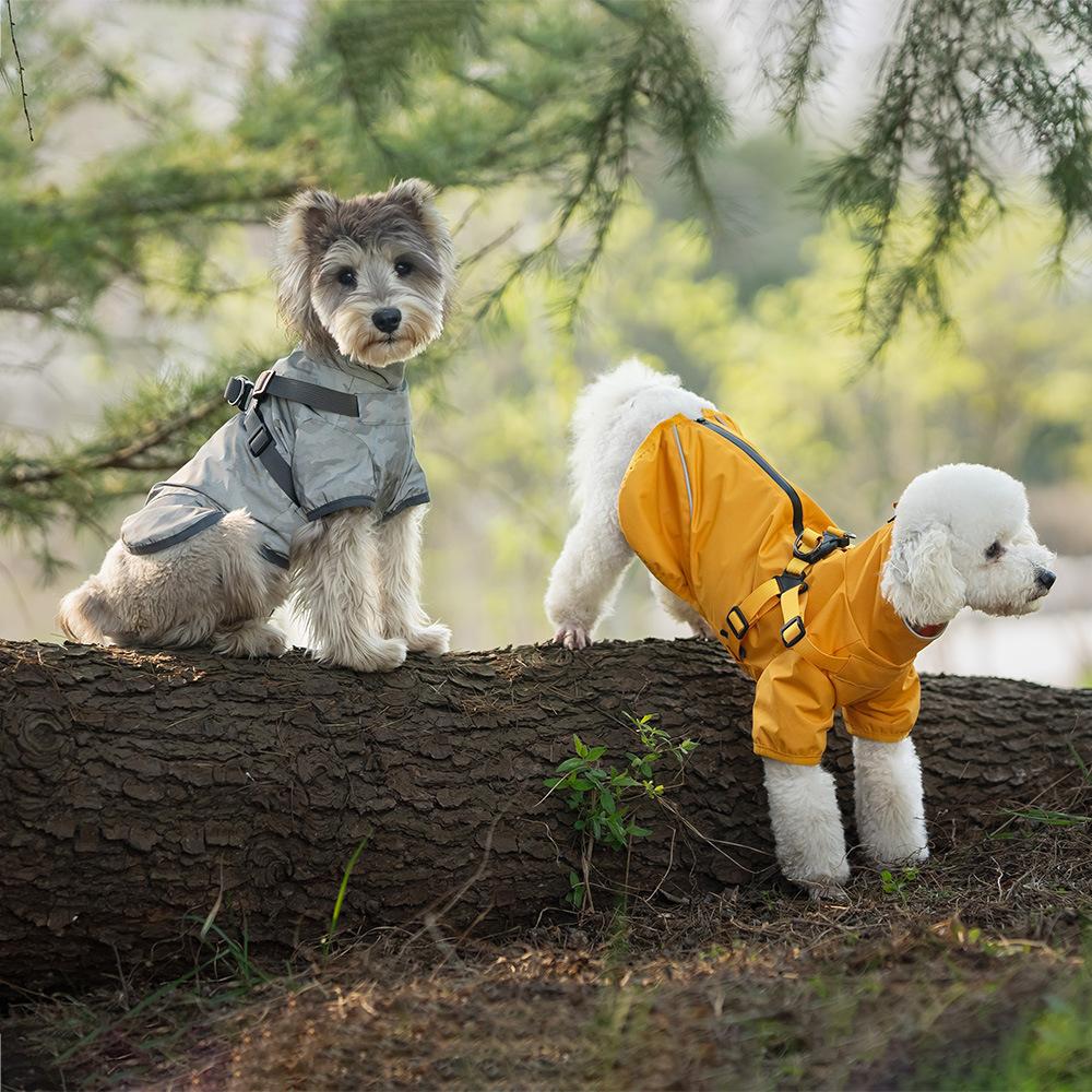 Dog Raincoat With Harness Waterproof Reflective Lightweight Adjustable Small Dogs Puppy Outdoor Camping Jungle Hot New 5