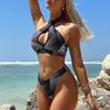 Женские купальники с высокой талией и открытой спиной, бикини, купальные костюмы, женские купальники, пляжная одежда с эффектом пуш-ап