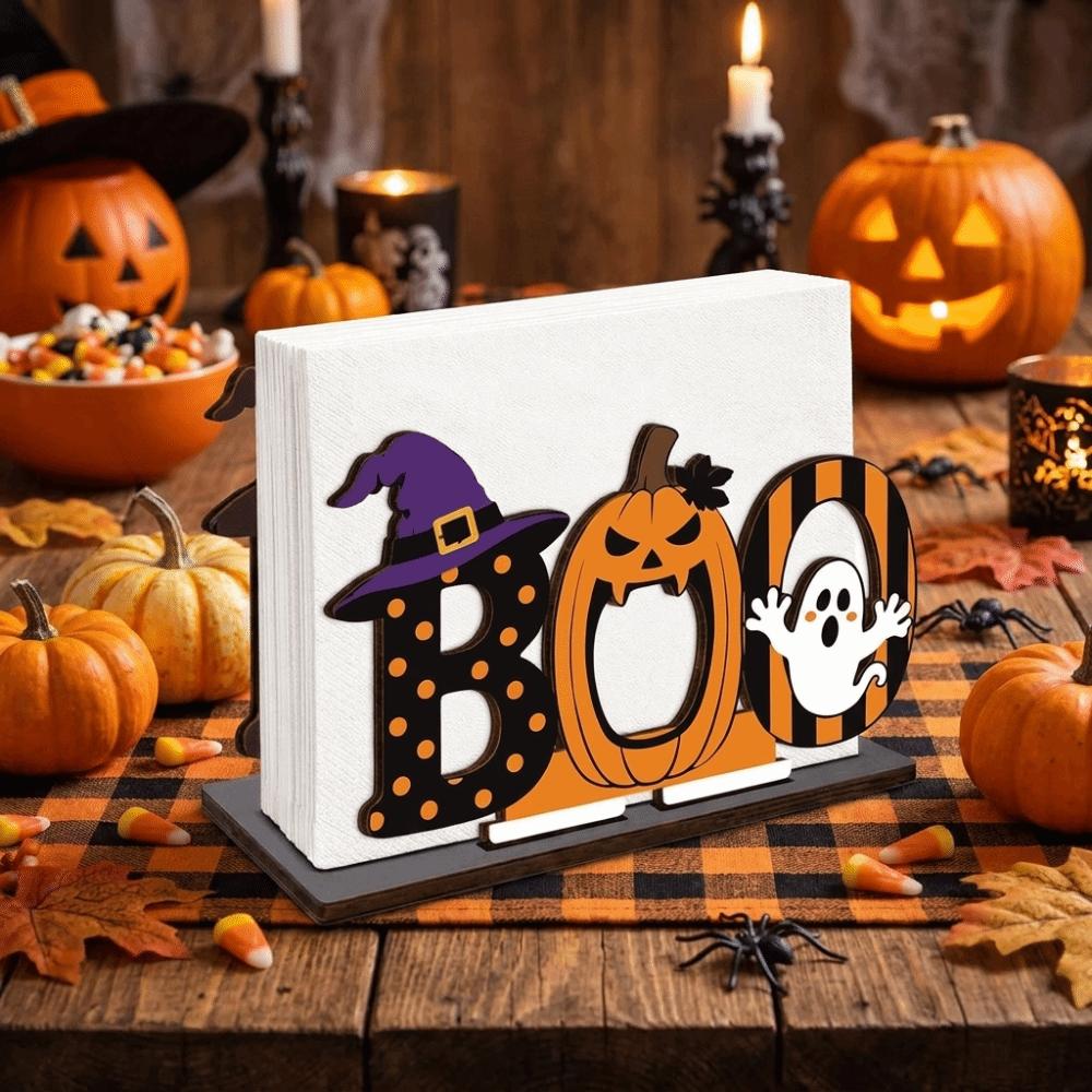 Cartoon Halloween Tissue Dispenser Ghost Pattern Tabletop Decoration Restaurant