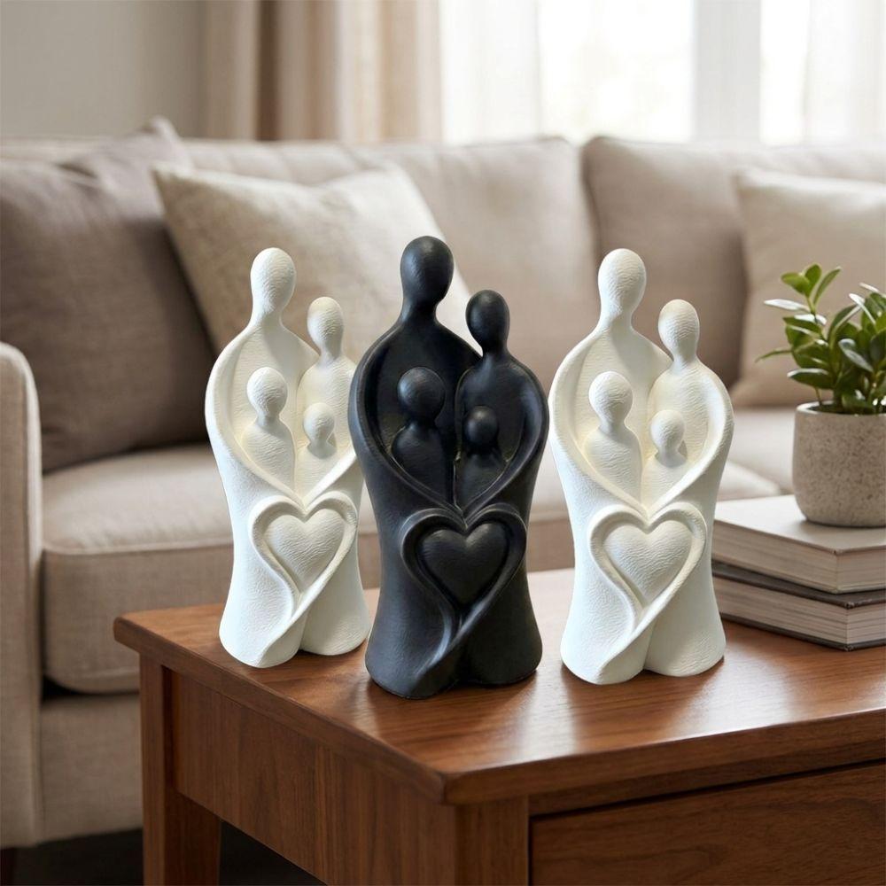 Plastic Child Hug Heart Art Figurine Unique Abstract Heart Family Sculpture Office Decor